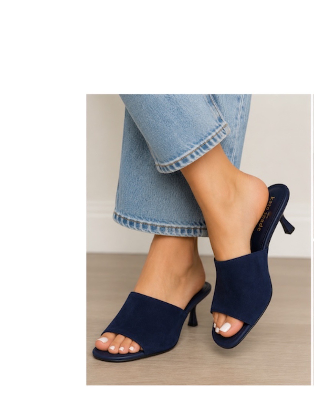 Kate Spade Marigold Indigo Blue Suede Mule Heels | Size 6.5 | NWOT